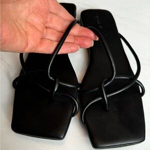 Open Edit squared toe sandals.